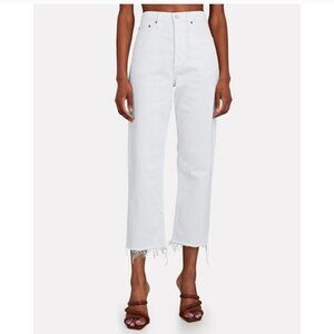 Agolde 90's Crop Mid Rise Straight White Button Fly Jeans SIZE 33